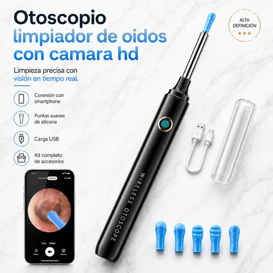 Otoscopio limpiador de oídos con cámara HD