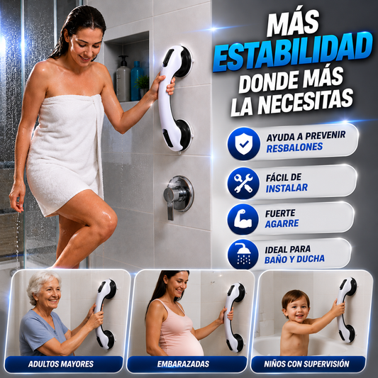Barra con ventosas de seguridad para baños/duchas - Mayor seguridad para quienes mas amas